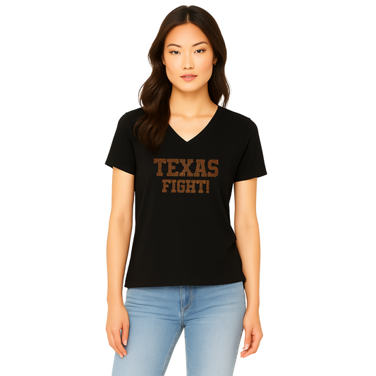 OFFICIALLY LICENSED: Texas Fight Bling V-Neck T-Shirt