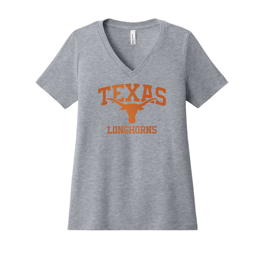 OFFICIALLY LICENSED: Texas Longhorns Metallic Women’s V-Neck