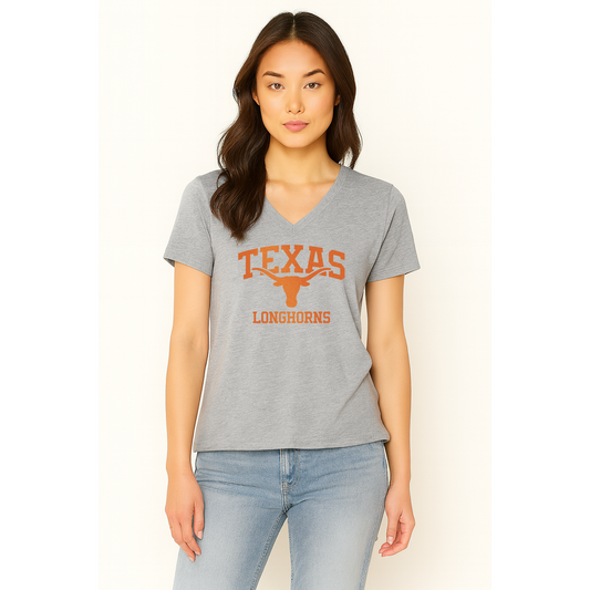 OFFICIALLY LICENSED: Texas Longhorns Metallic Women’s V-Neck