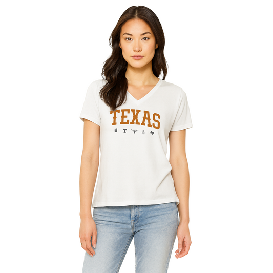 OFFICIALLY LICENSED: Texas Icons Women’s V-Neck