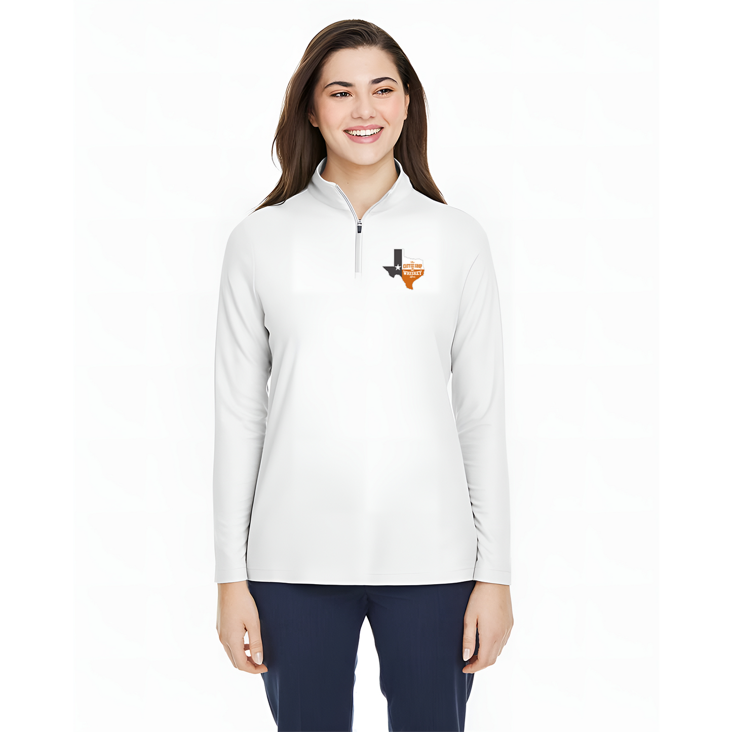 Texas - White Women's Fusion ChromaSoft™ Pique Quarter-Zip Pullover