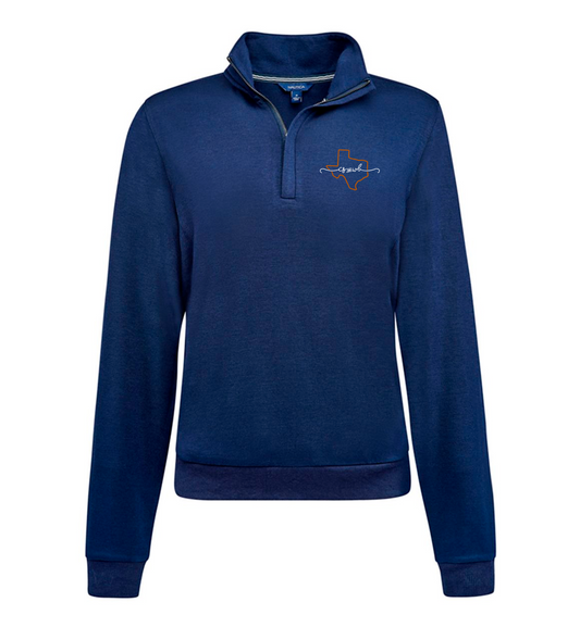 Script - Navy Nautica Ladies' Explorer Quarter-Zip Fleece Jacket